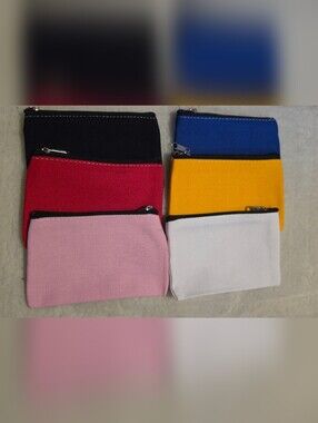 Canvas Zip Cosmetic Pouch - Multi Color Set